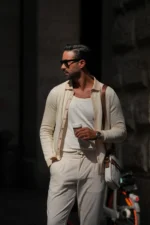 CARDIGAN POLO OFF WHITE E CREME DONATO - Image 2