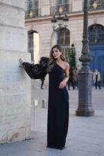 VESTIDO PRETO MANGA BUFANTE PONTO CHIC PREMIUM