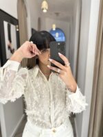 CAMISA BEGE PLUMETIS PONTO CHIC