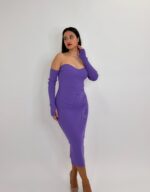 VESTIDO MIDI ROXO PONTO CHIC
