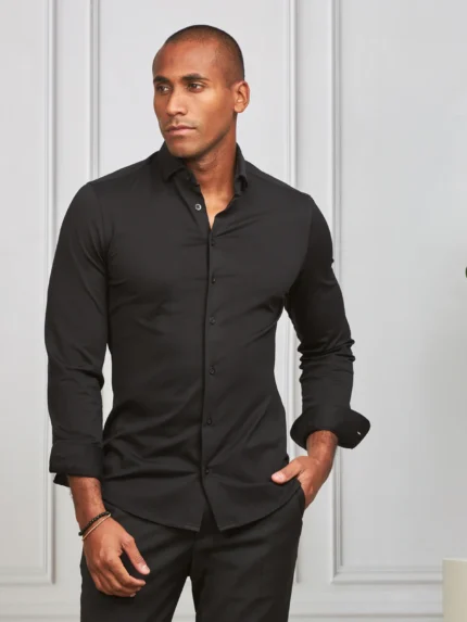 CAMISA STRETCH EASY-IRON PRETA SLIM FIT ZOLF
