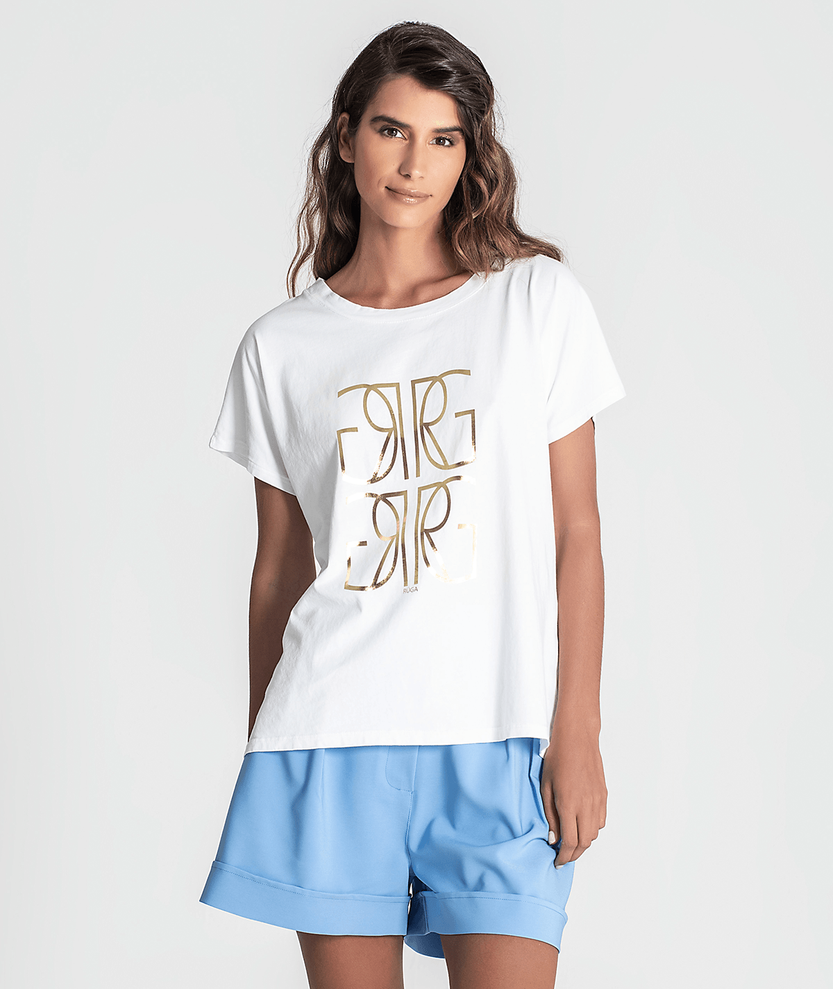 15512-large_default T-SHIRT BRANCA ESTAMPADO DOURADO RUGA - Image 1