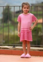 VESTIDO ROSA DE MALHA COM FOLHO MISS YOU KIDS