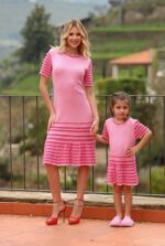 VESTIDO ROSA DE MALHA COM FOLHO MISS YOU KIDS - Image 2
