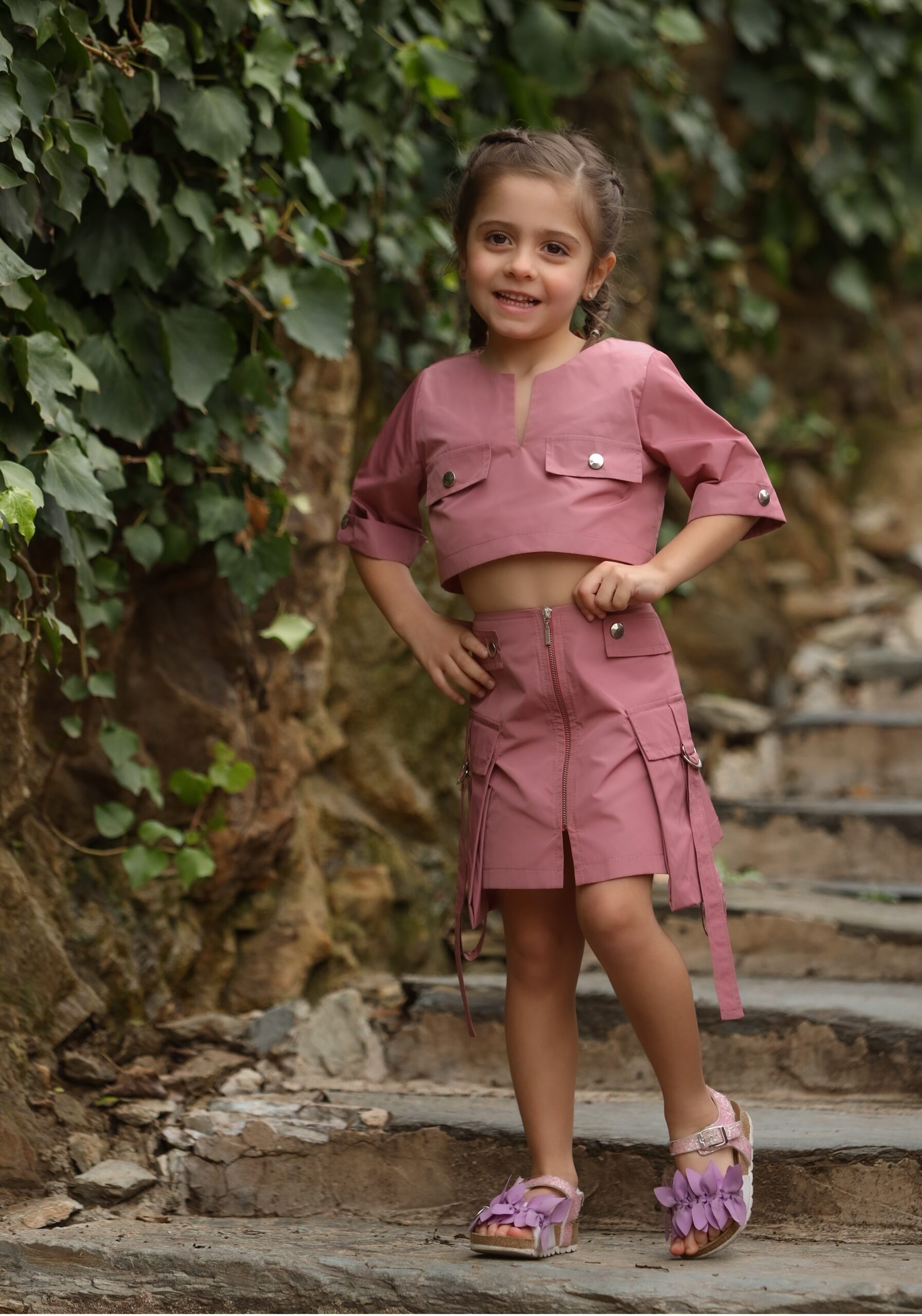 5- K0018 K0019 (4071) TOP ROSA IMPERMEÁVEL COM BOLSOS MISS YOU KIDS - Image 1