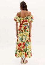 SAIA LONGA AMARELA COM ESTAMPA DE FLORES LANÇA PERFUME - Image 2
