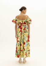 SAIA LONGA AMARELA COM ESTAMPA DE FLORES LANÇA PERFUME - Image 4