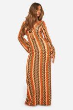 VESTIDO MAXI DE CROCHÊ LARANJA LISTRADA PONTO CHIC - Image 2