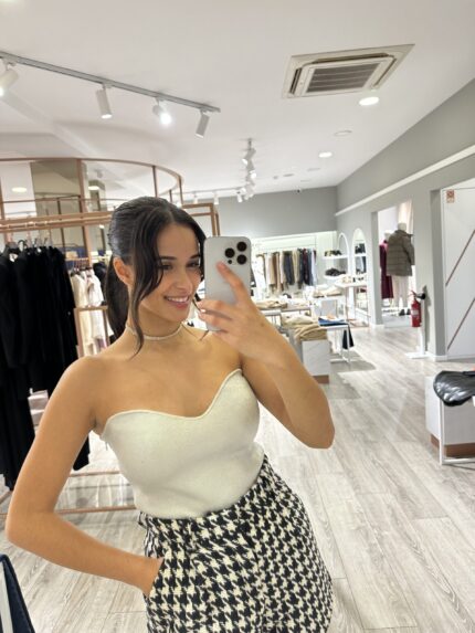 TOP CINZA BRILHANTE PONTO CHIC