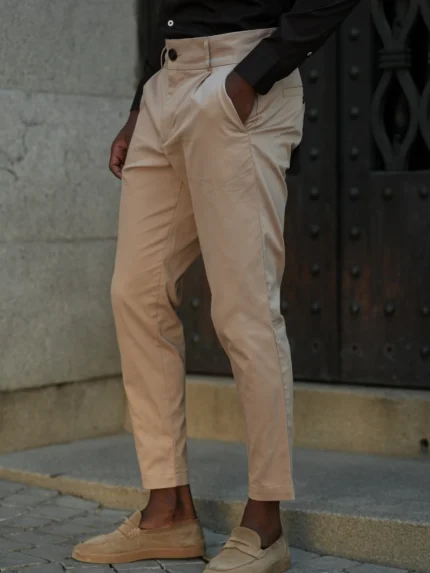 CALÇA SARJA ELASTICA BEGE DONATO