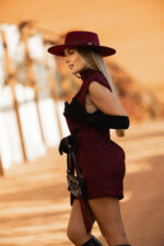 VESTIDO BORDEAUX COM CINTO PONTO CHIC PREMIUM - Image 4