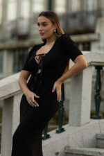 VESTIDO LONGO PRETO GLAM PONTO CHIC PREMIUM - Image 3