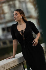 VESTIDO LONGO PRETO GLAM PONTO CHIC PREMIUM - Image 4