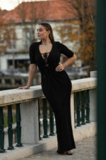 VESTIDO LONGO PRETO GLAM PONTO CHIC PREMIUM - Image 5