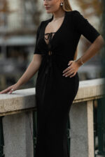 VESTIDO LONGO PRETO GLAM PONTO CHIC PREMIUM - Image 6
