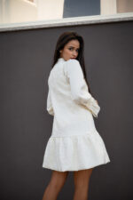 VESTIDO BEGE ABALONADO COM TEXTURA PONTO CHIC - Image 3