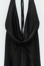 VESTIDO ACETINADO PRETO COM DECOTE ELEH - Image 4