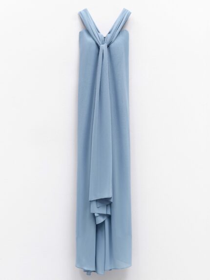 VESTIDO AZUL CLARO COM LENÇO EMBUTIDO ELEH