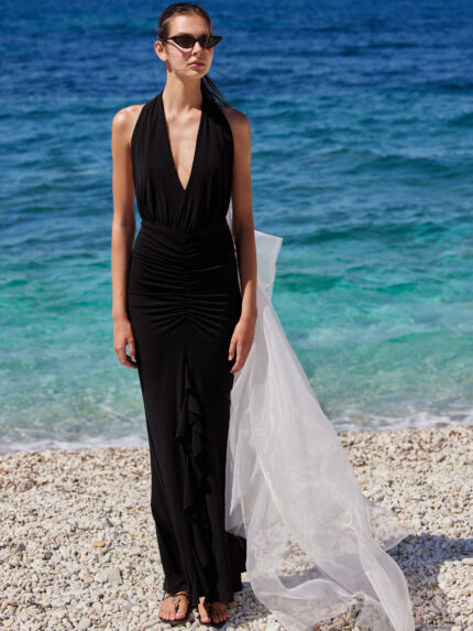 VESTIDO PRETO LICRADO EFEITO DRAPEADO ELEH