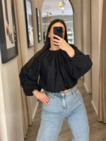 BLUSA PRETA COM CORTE ABALONADO ELEH - Image 3