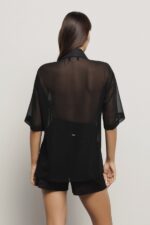 CAMISA PRETA COM TRANSPARÊNCIA GAELLE PARIS - Image 2