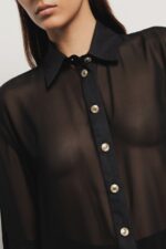 CAMISA PRETA COM TRANSPARÊNCIA GAELLE PARIS - Image 6