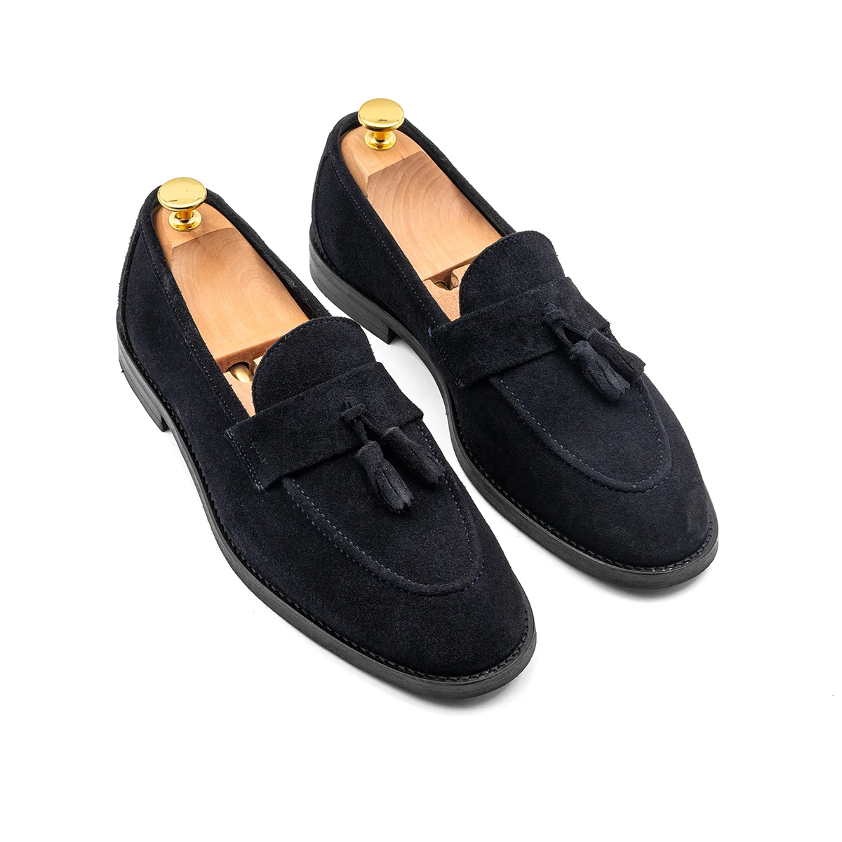 241601002-1 MOCASSIM CLÁSSICO CAMURÇA COM POMPOM AZUL ZOLF - Image 1