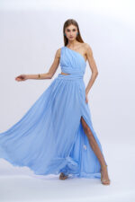 VESTIDO AZUL BEBE LONGO COM CORTE NO SECRETS - Image 2