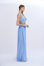 VESTIDO AZUL BEBE LONGO COM CORTE NO SECRETS - Image 5