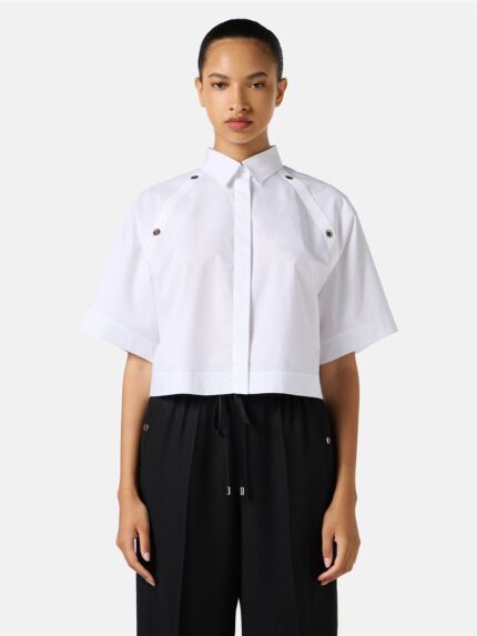 CAMISA CROPED BRANCA EM POPELINA ICEBERG WOMEN