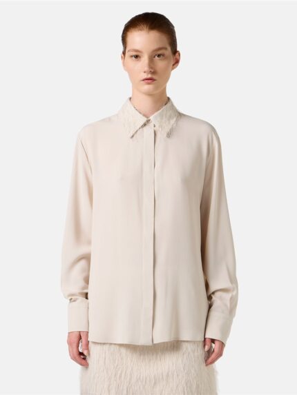 BLUSA EM CREPE CRU DETALHE NA GOLA ICEBERG WOMEN