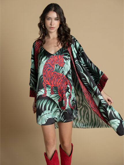 KIMONO REVERSIVEL ESTAMPA TROPICAL SAHOCO