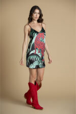 VESTIDO REVERSIVEL ESTAMPA TROPICAL SAHOCO
