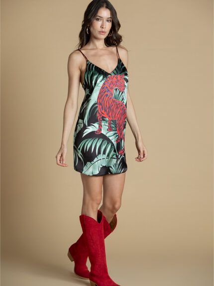 VESTIDO REVERSIVEL ESTAMPA TROPICAL SAHOCO