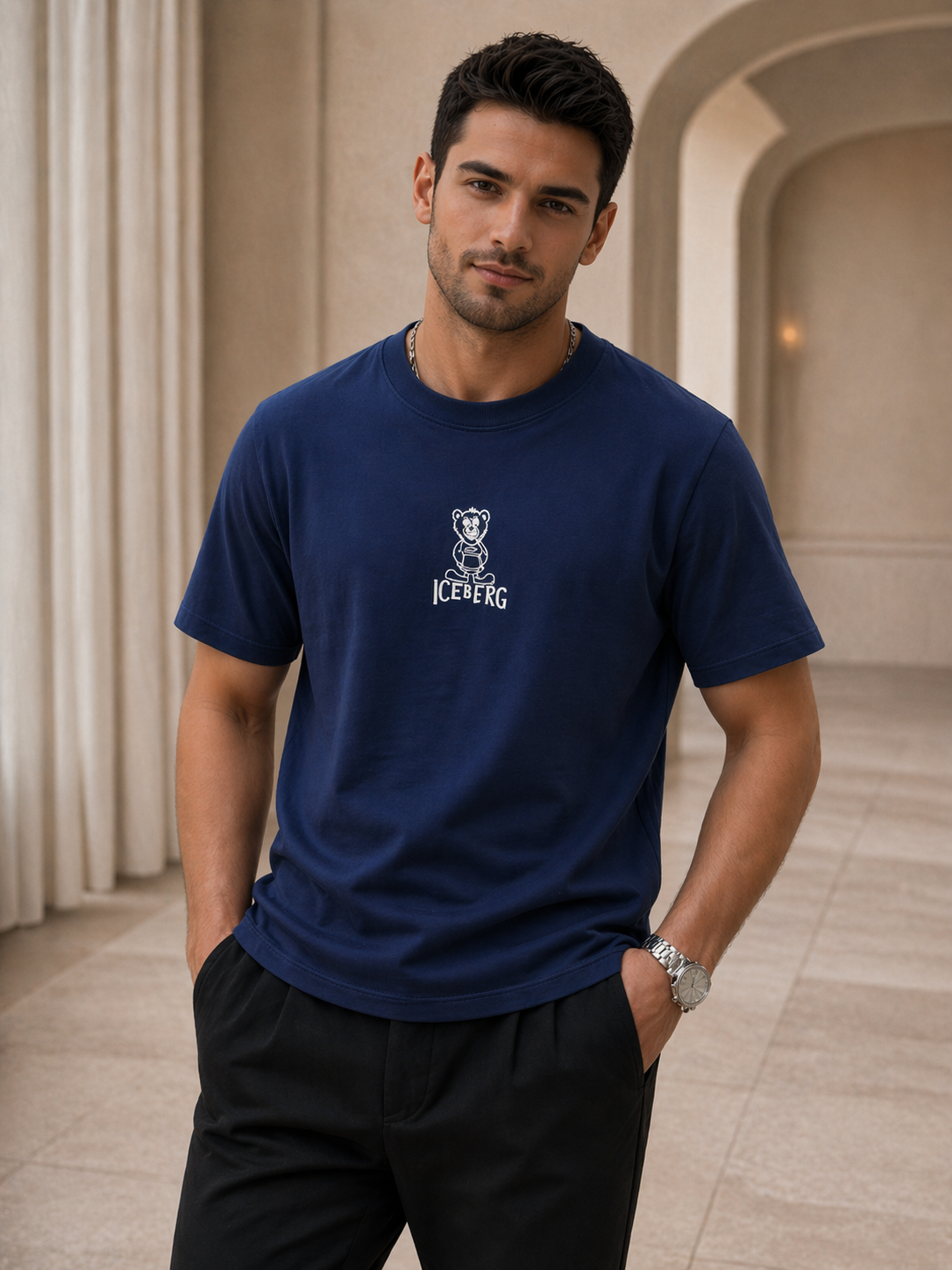 ChatGPT Image 22_04_2026, 15_59_20 T SHIRT SLIM FIT AZUL ESTAMPA URSO ICEBERG MEN - Image 1