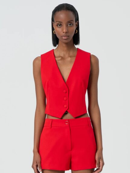 COLETE CROPPED VERMELHO FRACOMINA