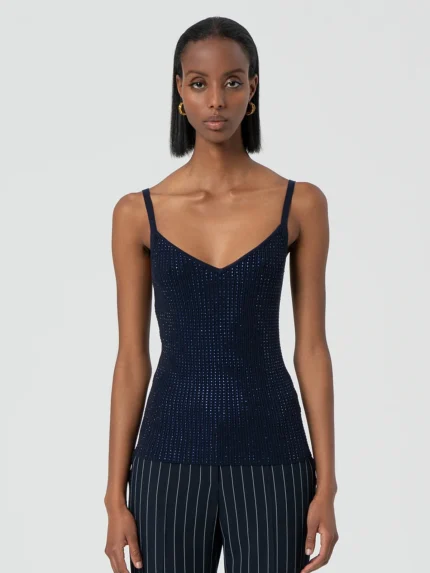 TOP DE MALHA COM STRASS AZUL FRACOMINA