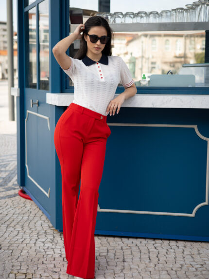 CALÇA BOCA DE SINO VERMELHA FRACOMINA