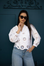 BLUSA BORDADA BRANCA FRACOMINA