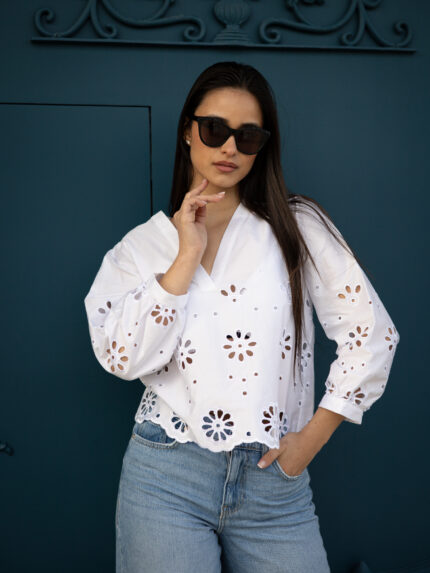 BLUSA BORDADA BRANCA FRACOMINA