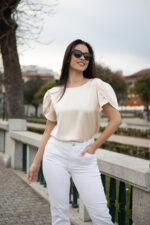 BLUSA AREIA MANGA BORBOLETA FRACOMINA