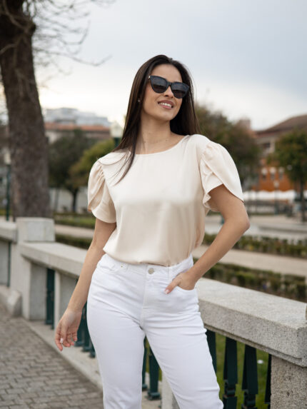 BLUSA AREIA MANGA BORBOLETA FRACOMINA