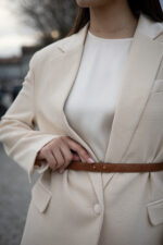BLAZER LONGO BEGE COM CINTO FRACOMINA - Image 4
