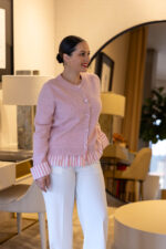 CASACO ROSA COM PORMENOR RISCAS PONTO CHIC - Image 2