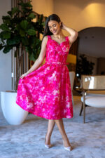 SAIA MIDI ESTAMPA FLORIDA ROSA FRACOMINA