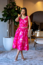 SAIA MIDI ESTAMPA FLORIDA ROSA FRACOMINA - Image 3