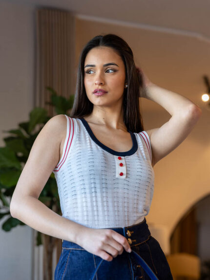 TANK TOP BRANCO COM CONTRASTE FRACOMINA