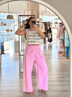 PANTALONA ROSA DE ALFAIATARIA GAELLE PARIS