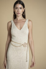 VESTIDO MIDI DE MALHA BEGE SAHOCO