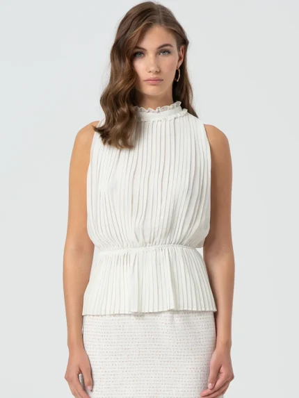 TOP BRANCO PLISSADO FRACOMINA